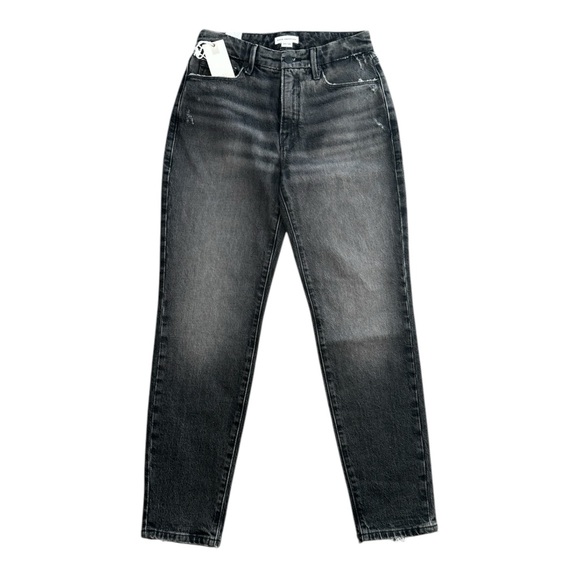 Good American Denim - Good American Good Girlfriend High Rise Distressed Black Jeans Size 00/24